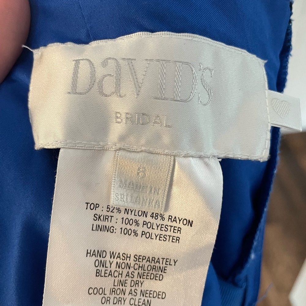 David’s bridal royal blue lace and chiffon Bridesmaid dress - Picture 3 of 7